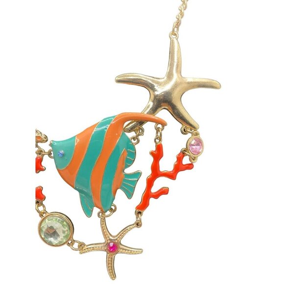 Ocean Theme Jewelry Lot Necklace 3 Earrings Fish Starfish Coral - Picture 4 of 8